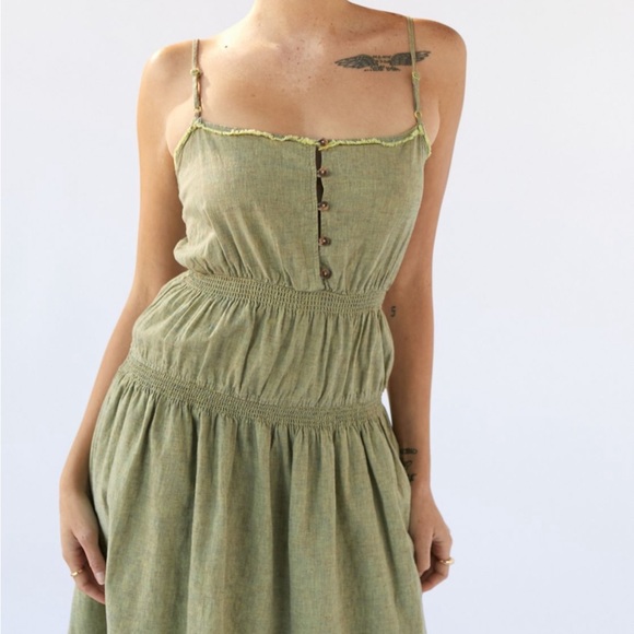 NWT UO Olive Boho Midi Dress - Picture 2 of 4